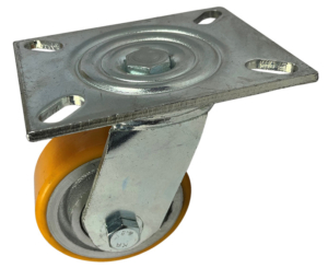 100mm fabricated swivel castor with polyurethane tyre cast iron wheel with ball bearings