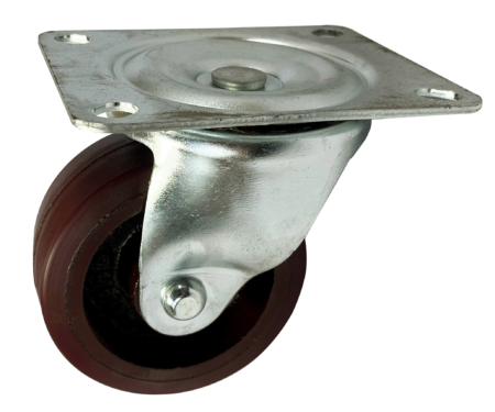 100mm swivel castor with red polyurethane tyre cast iron wheel Flexello 61 Series