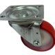 100mm swivel castor with red polyurethane tyre on a white nylon centre with a plain bore