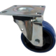 100mm Swivel Castor with Soft Blue Polyurethane Tyre on a Black Nylon Centre Wheel with Ball Bearings