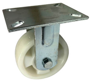 125mm Fixed Rigid castor with fabricated steel frame and nylon wheel with ball bearings