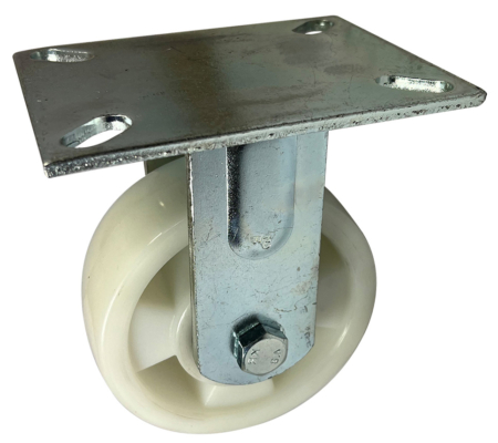 125mm Fixed Rigid castor with fabricated steel frame and nylon wheel with ball bearings