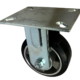 Fixed or Rigid Castor 125mm with fabricated steel frame and black elastic rubber tyre wheel with ball bearings