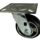 Swivel Castor 125mm with fabricated steel frame and black elastic rubber tyre wheel with ball bearings