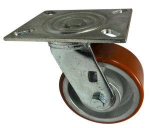 Swivel Castor 125mm with fabricated steel frame and polyurethane tyre cast iron wheel with ball bearings