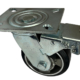 Swivel and brake Castor 125mm with fabricated steel frame and black elastic rubber tyre wheel with ball bearings