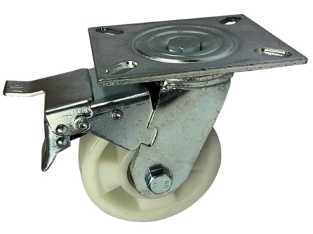 125mm swivel and brake castor with fabricated steel frame and nylon wheel with ball bearings