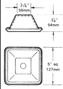 127mm x 127mm (5 inch) square base pallet feet with 51mm overall height and 56mm x 546mm square top