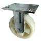150mm fixed rigid castor made from fabricated steel with a white nylon wheel with ball bearings