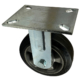 150mm fixed rigid castor with fabricated steel bracket and elastic rubber tyre wheel on an aluminium centre with ball bearings