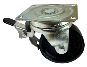 150mm swivel castor with brake and cast iron wheel with roller bearing and grease nipple