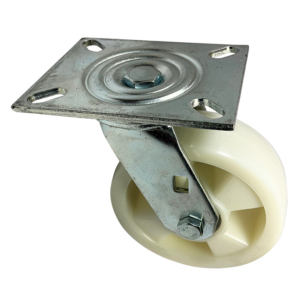 150mm fabricated steel swivel only castor with white nylon wheel and ball bearings