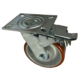150mm fabricated steel swivel castor with total stop brake and polyurethane tyre cast iron wheel with ball bearings