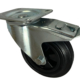 160mm Swivel and Brake Castor with Black Rubber Tyre Wheel on a polypropylene centre. Roller bearing and 135kg load capacity