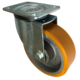 160mm Swivel Castor. Pressed Steel. Polyurethane tyre on a cast iron centre wheel with ball Journals and 600kg Load Capacity,