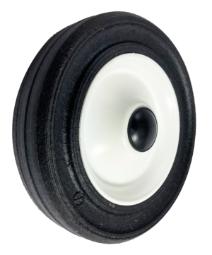 Rubber Tyre Wheel 200mm | Black Rubber Tyre / Polypropylene Centre, 50kg, 12.7mm Plain Bore (PD20012.7/38)