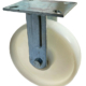 200mm Fixed Rigid Fabricated Steel Castor and White Nylon Wheel with Roller Bearing