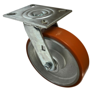 200mm Swivel Castor with and Fabricated Steel Bracket and Polyurethane Tyre Cast Iron wheel with Ball Bearings