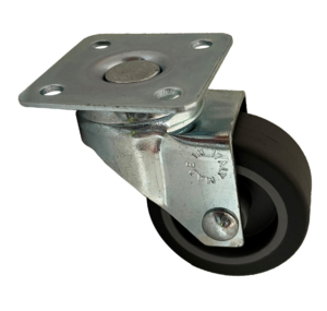 40mm Swivel Castor with Grey Rubber Tyre Wheel and 15kg Load Capacity.