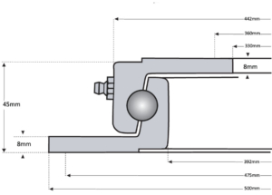 500mm Trailer Turntable Dimensional Drawing 500L