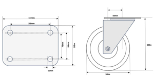 MSK 160mm Swivel Dimensional Drawing