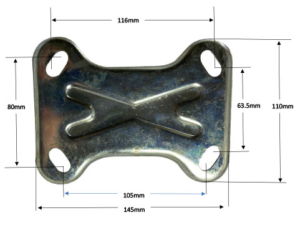 TF4 Fixed Castor Series Top Plate Dimensions