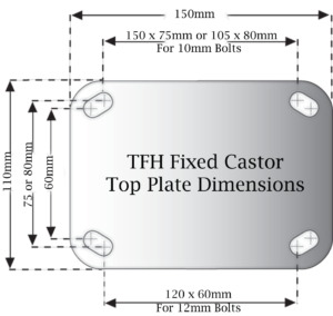 H Series Fixed Castor Top Plate Dimensions
