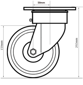TSH 150mm Castor Bracket 2D Drawing