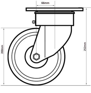 TSH 200mm Castor Bracket 2D Diagram