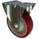 125mm fixed castor with red polyurethane tyre on a white nylon centre with a single ball bearing