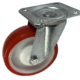 125mm Swivel Castor with Red Polyurethane Tyre on a White Nylon Centre with a single ball bearing. Load Rating 200kg