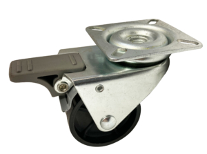 50mm Swivel Castor with Brake, 60kg Capacity | Polypropylene wheel, Plain Bore (2KS050PPPLBR)