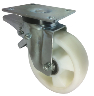 160mm Swivel Castor with Brake, 500kg Capacity | Nylon Wheel, Ball Bearing (KS160NYBJ500SWB)