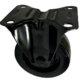 100mm black pressed steel fixed rigid castor with black elastic rubber tyre on a black nylon centre wheel with ball bearings