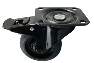 100mm all black swivel and brake castor with elastic rubber wheel and ball bearings MSV100BRN2BSWB