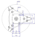 100mm Swivel Castor with Polyurethane Tyre Wheels Swivel Radius and dimensional drawing