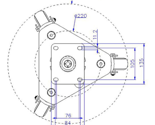 100mm Swivel Castor with Polyurethane Tyre Wheels Swivel Radius and dimensional drawing