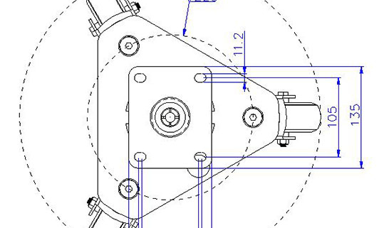 100mm Swivel Castor with Polyurethane Tyre Wheels Swivel Radius and dimensional drawing