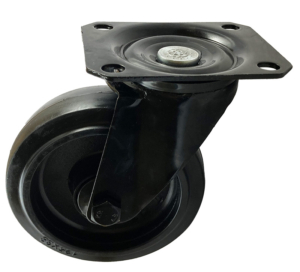 125mm black painted swivel castor with black rubber tyre wheel and ball bearing MSV125NRN2B