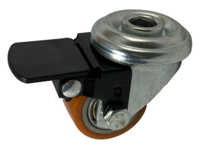 35mm single bolt hole swivel castor with brake polyurethane tyre wheels KS035PT2BBHBR