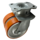150mm Twin Wheel Swivel Castor for directional lock. Polyurethane tyre cast iron wheels with ball bearing 2HKSE15020241