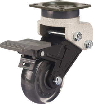 65mm shock absorbing swivel castor with wheel brake and polyurethane tyre wheel GDS065B65SF