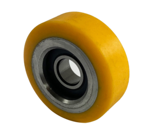 40mm x 15mm polyurethane tyre guide roller with 8mm ball bearing and 100kg load capacity