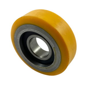 60mm x 20mm Polyurethane Tyre Guide Roller on a Steel Centre with a single 20mm shielded ball bearing