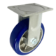 175mm Heavy Duty Fixed and rigid castor with Powder Coated Pressed Steel Frame. Blue Polyurethane on an aluminium centre and 800kg Load Rating
