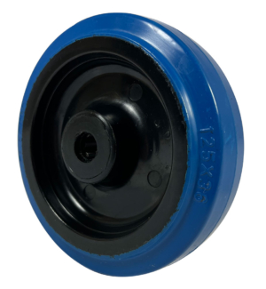 Castor Wheel 125mm | Blue Rubber Tyre / Nylon Centre, 250kg, 12mm Roller Bearing (KUER1253612BLUE)