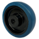 150mm castor wheel with blue elastic rubber tyre on a black polyamide centre with 20mm roller bearing