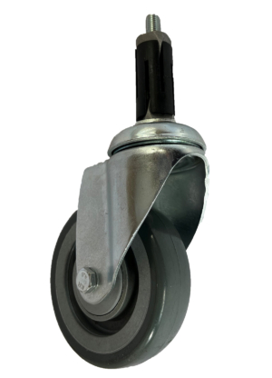 100mm Single Bolt Hole Swivel Castor with Grey Thermoplastic wheel and Round Expander