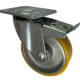 125mm Swivel Brake Castor with Polyurethane Tyre on an Aluminium Centre Wheel with two ball bearings. Load Rating 300kg.