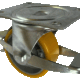 100mm swivel castor with wheel brake. Polyurethane tyre wheel on an aluminium centre with ball bearings. 300kg load capacity
